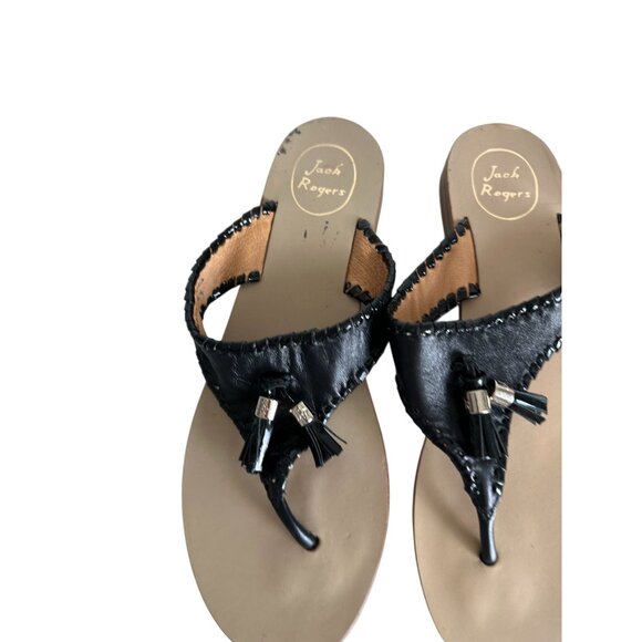 JACK ROGERS Black Leather Twist Sandals Size 10 - Picture 3 of 5